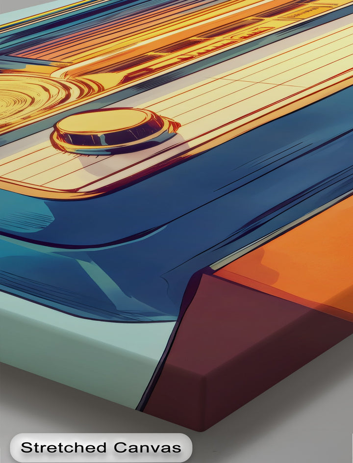 Sunwave Tuner – Retro Blue and Orange Radio Canvas Print