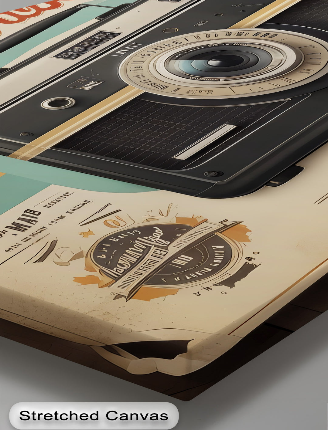 Retro Focus – Vintage Camera with Typography Collage Canvas Print