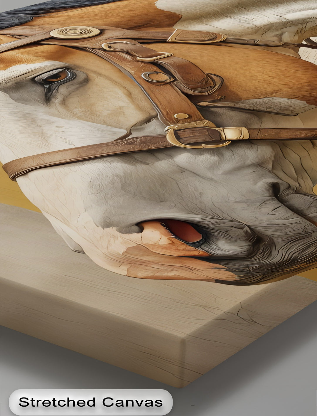 Western Spirit – Brown and White Horse Portrait Canvas Print