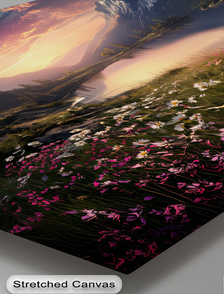 Serenity at Dusk – Sunset Mountain Lake Canvas Print