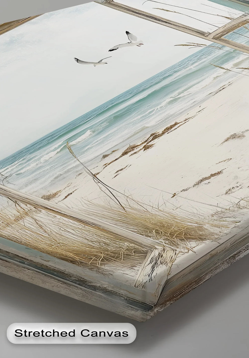 Seaside Escape Through Rustic Window – Kitchen Canvas Art - MyPhotoStation