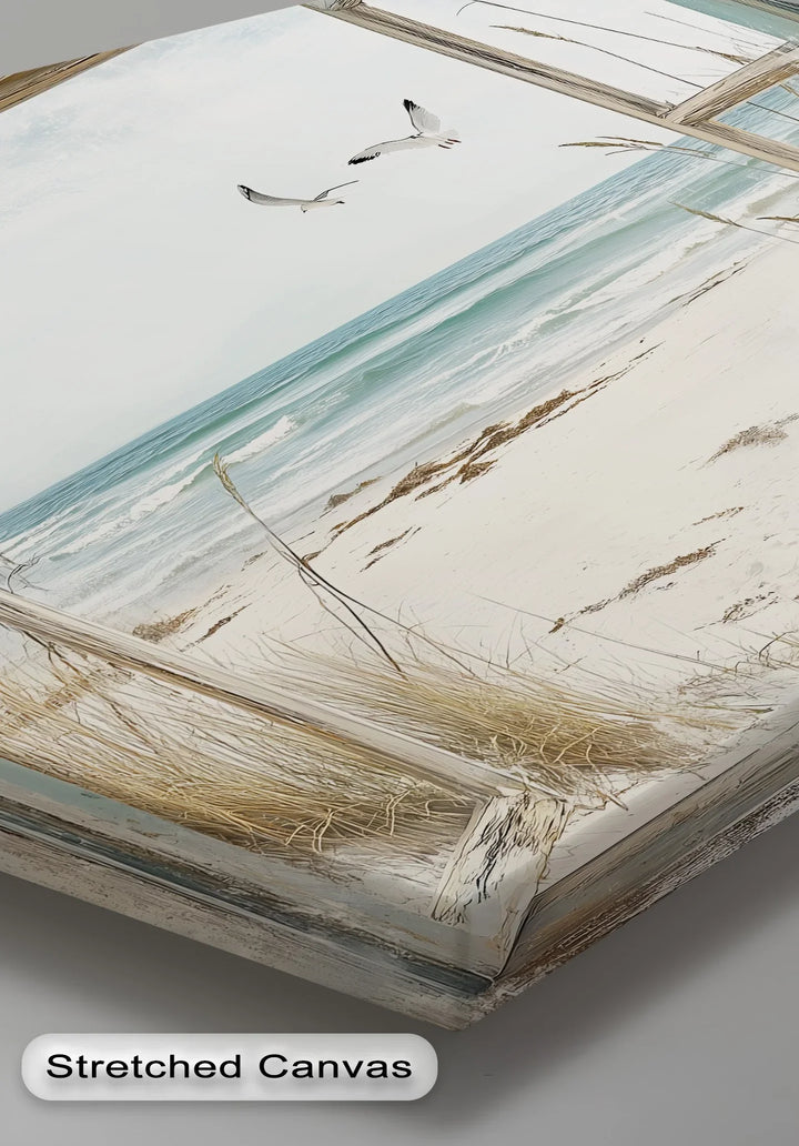 Seaside Escape Through Rustic Window – Kitchen Canvas Art - MyPhotoStation