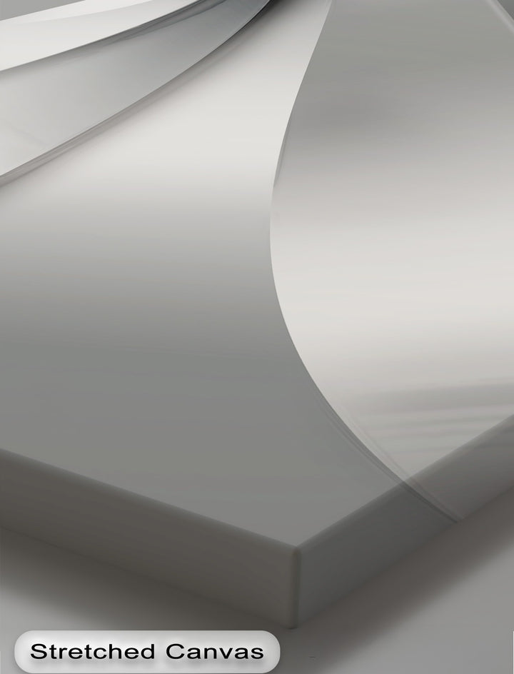 The darkest area reveals deep gray shadows on the bottom edge of this minimalist abstract canvas wall art, creating a compelling Silver Flow.