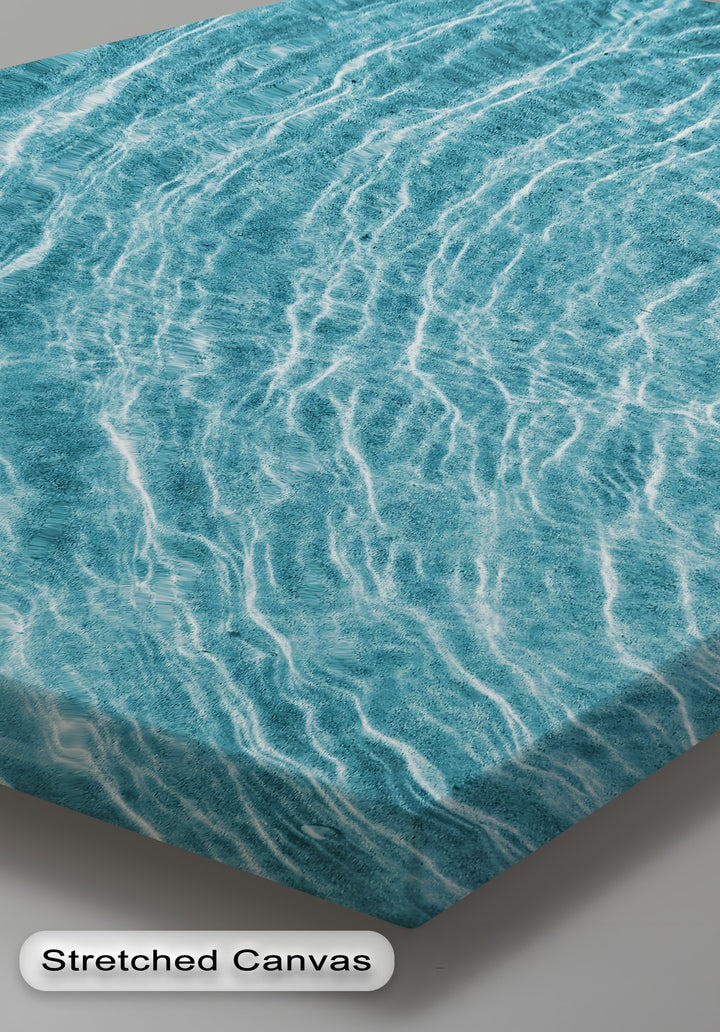 Abstract blue water ripple best canvas prints showcase shimmering turquoise light reflections and soft wave lines, creating an ethereal texture.