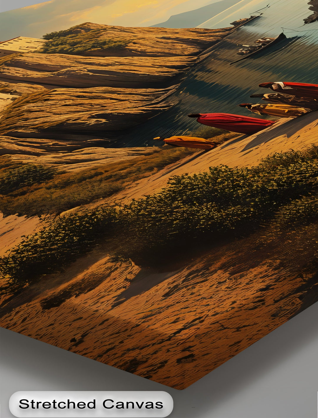 Clifftop Village Serenity – Coastal Sunset Canvas Wall Art | Large Canvas Art