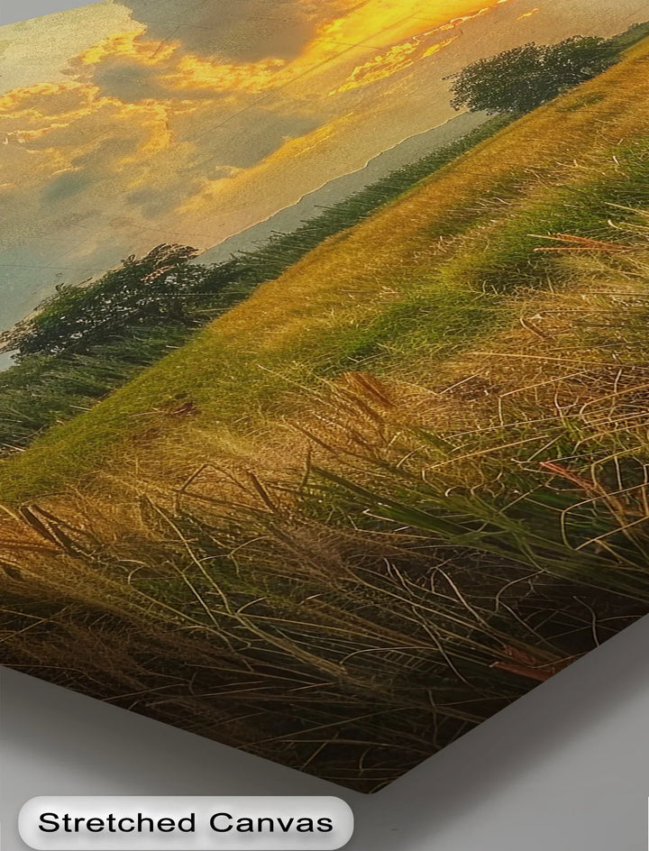 Warm glow evening horizon canvas artwork
