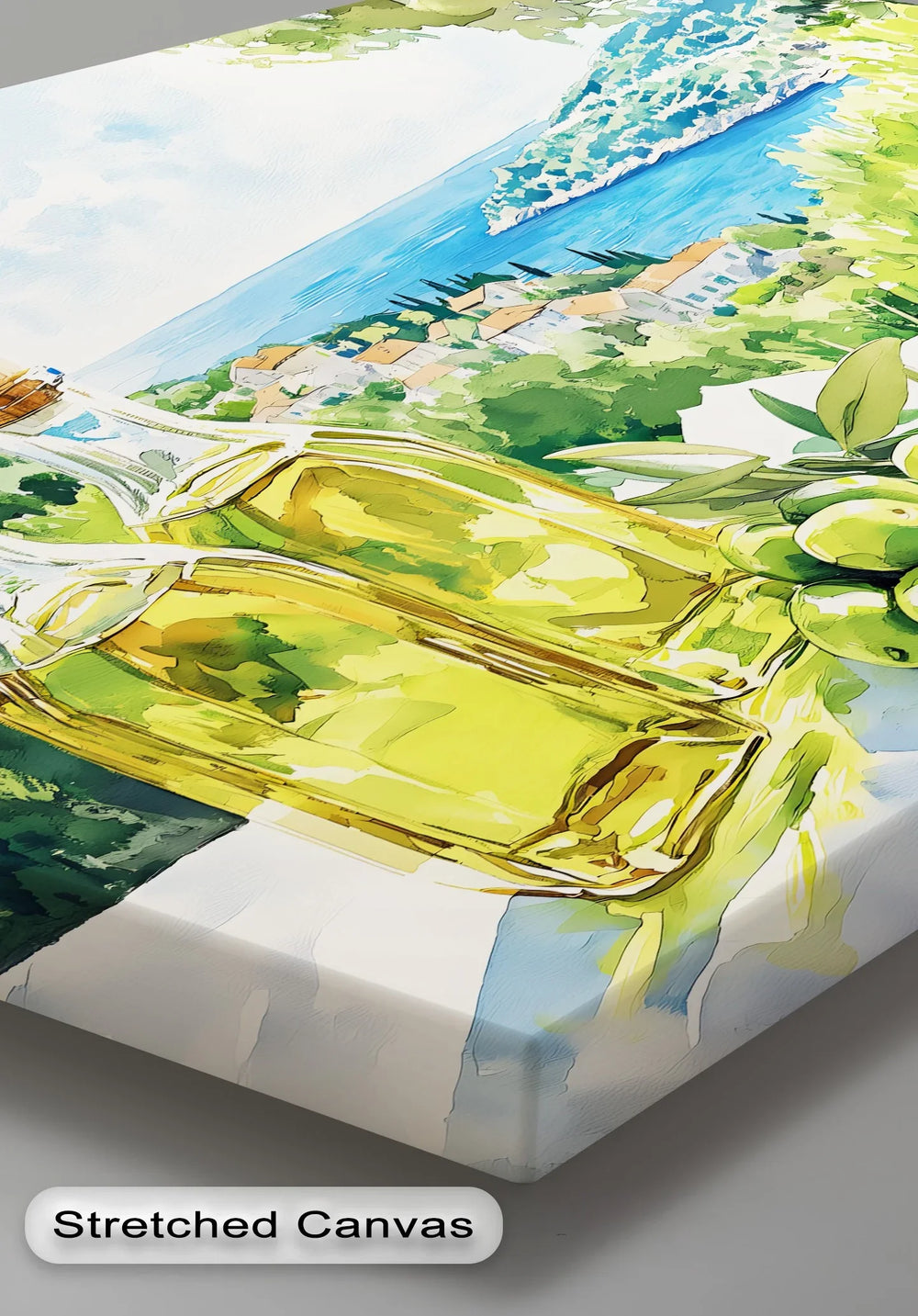 Mediterranean Harvest – Olive Oil Bottles Kitchen Canvas Print - MyPhotoStation