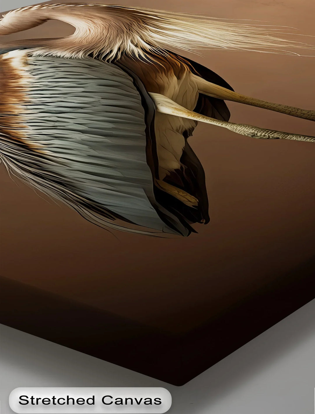 Elegant Heron on Earth Tones – Bird Portrait Canvas Print - MyPhotoStation