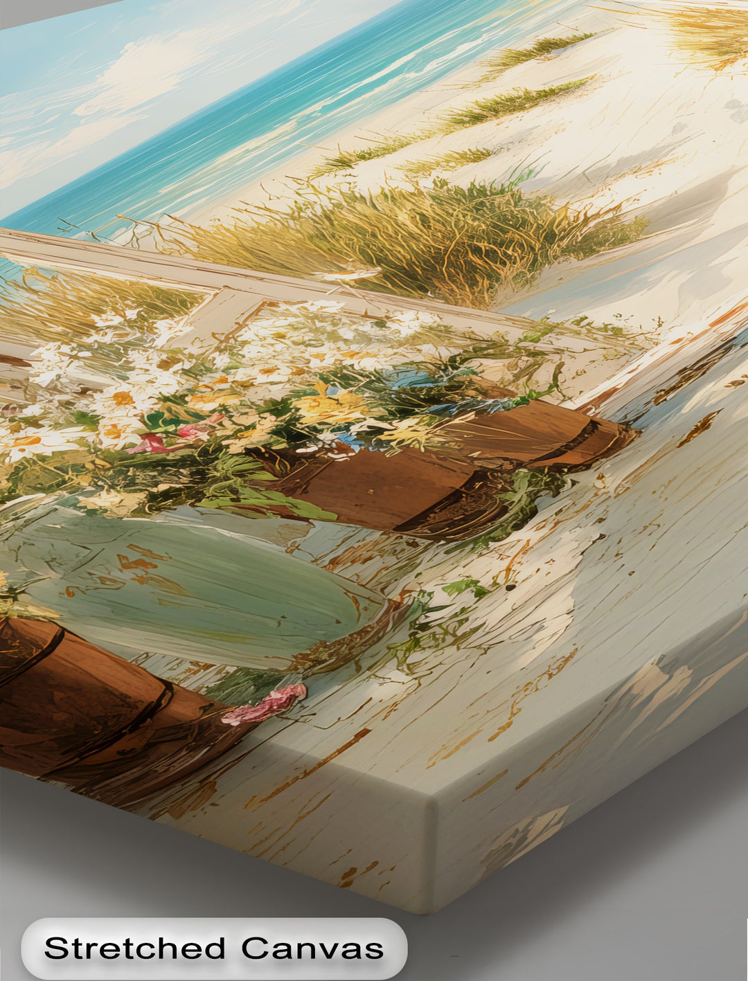 Seaside Serenity – Open Window to Coastal Bloom Canvas Print