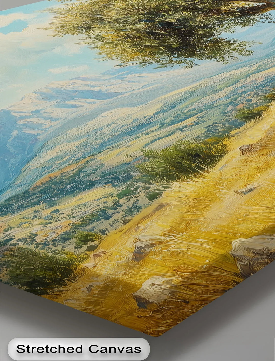 Lone Olive Tree in Golden Valley – Mediterranean Landscape Canvas Print