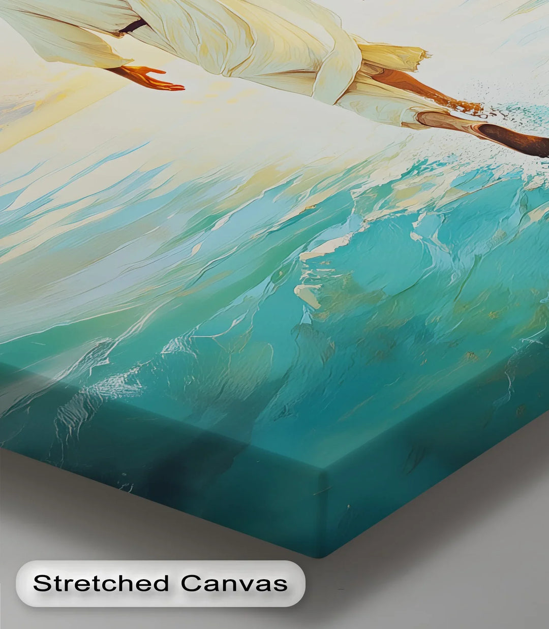 He Walks With Us – faith-based ocean canvas décor.

