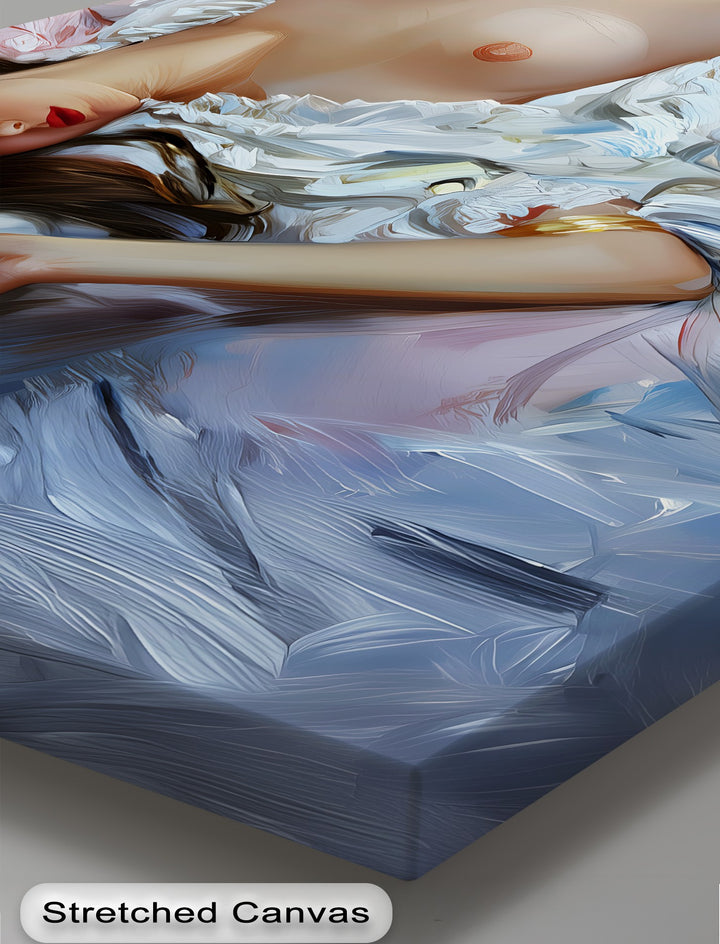 Velvet Slumber – Nude Sleeping Woman Canvas Wall Art | Naked Art