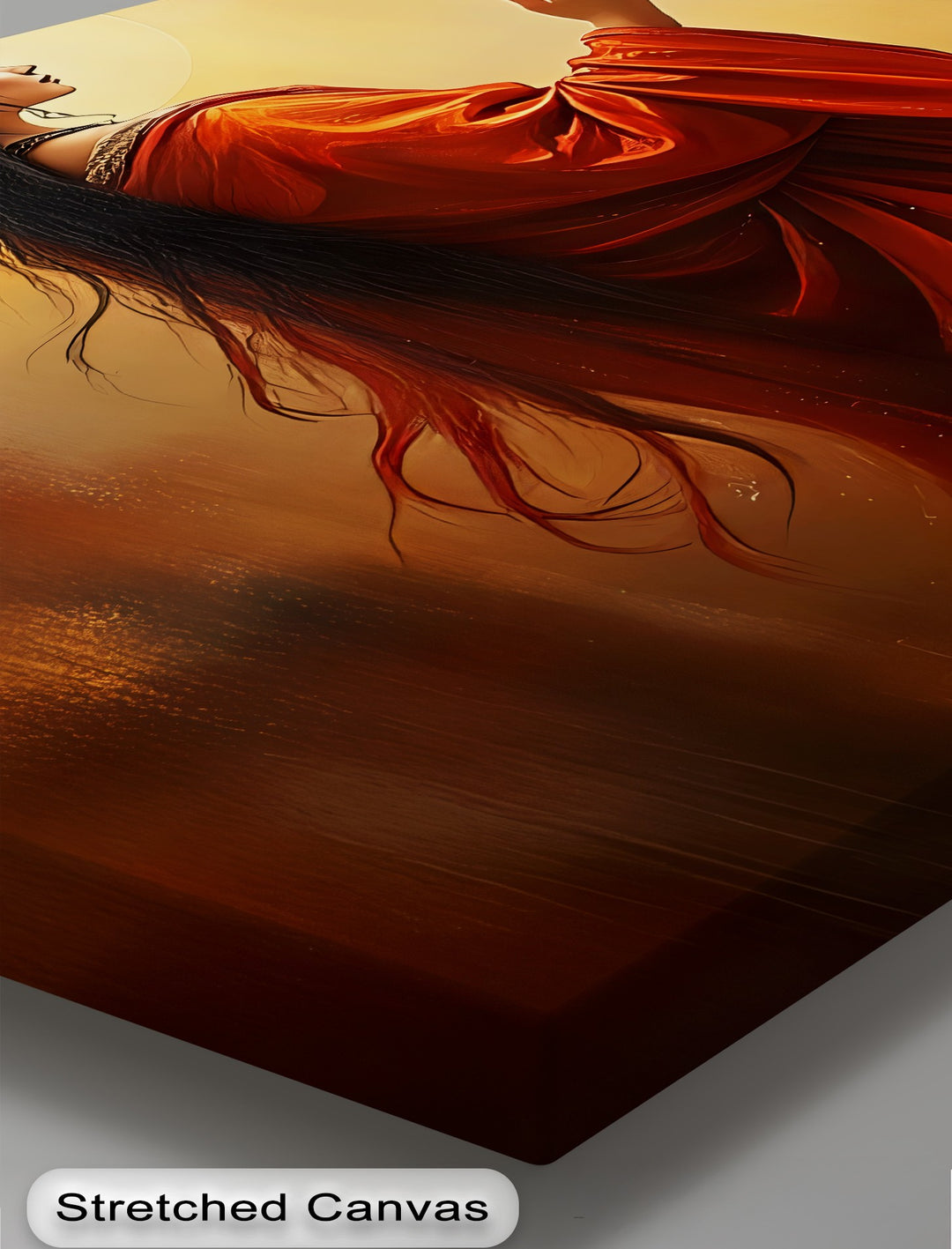 Radiant Serenity – Oriental Woman in Red Canvas Wall Art | Framed Art