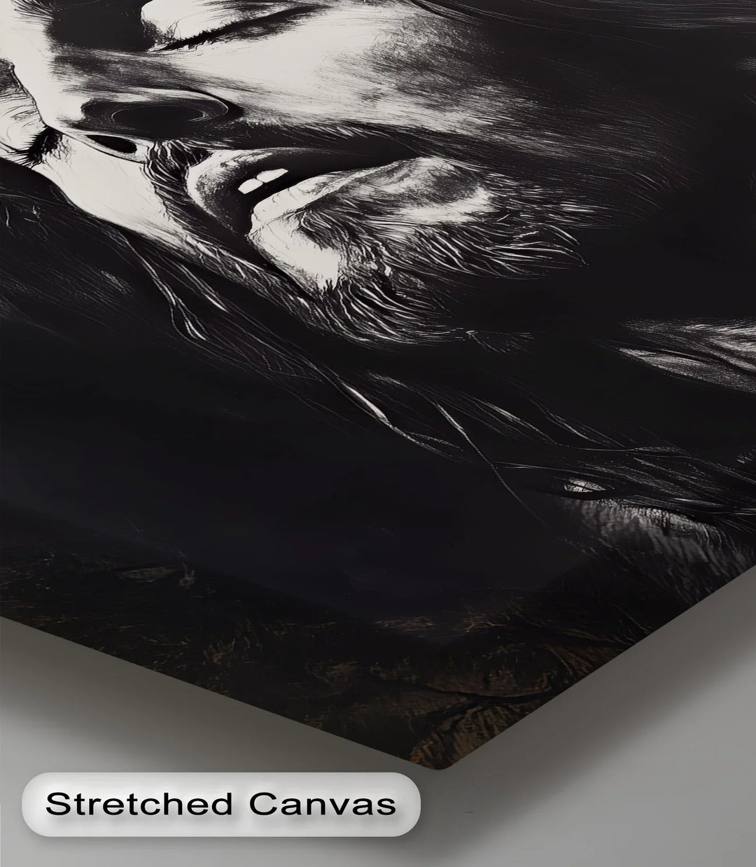 Powerful religious canvas painting – Jesus in agony with crown.

