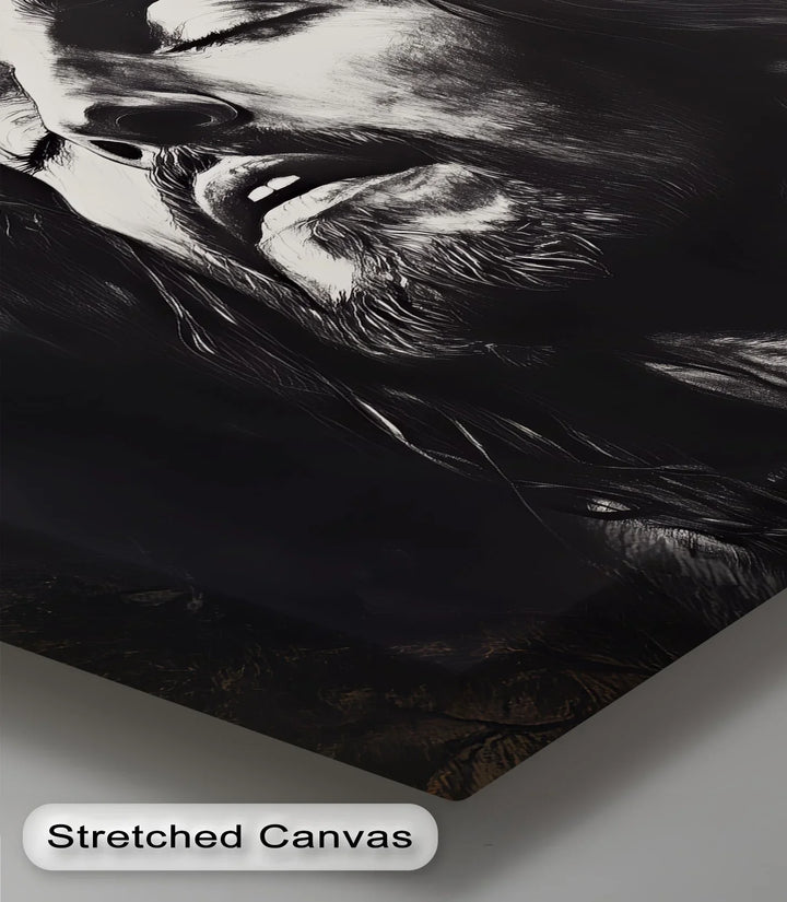 Powerful religious canvas painting – Jesus in agony with crown.

