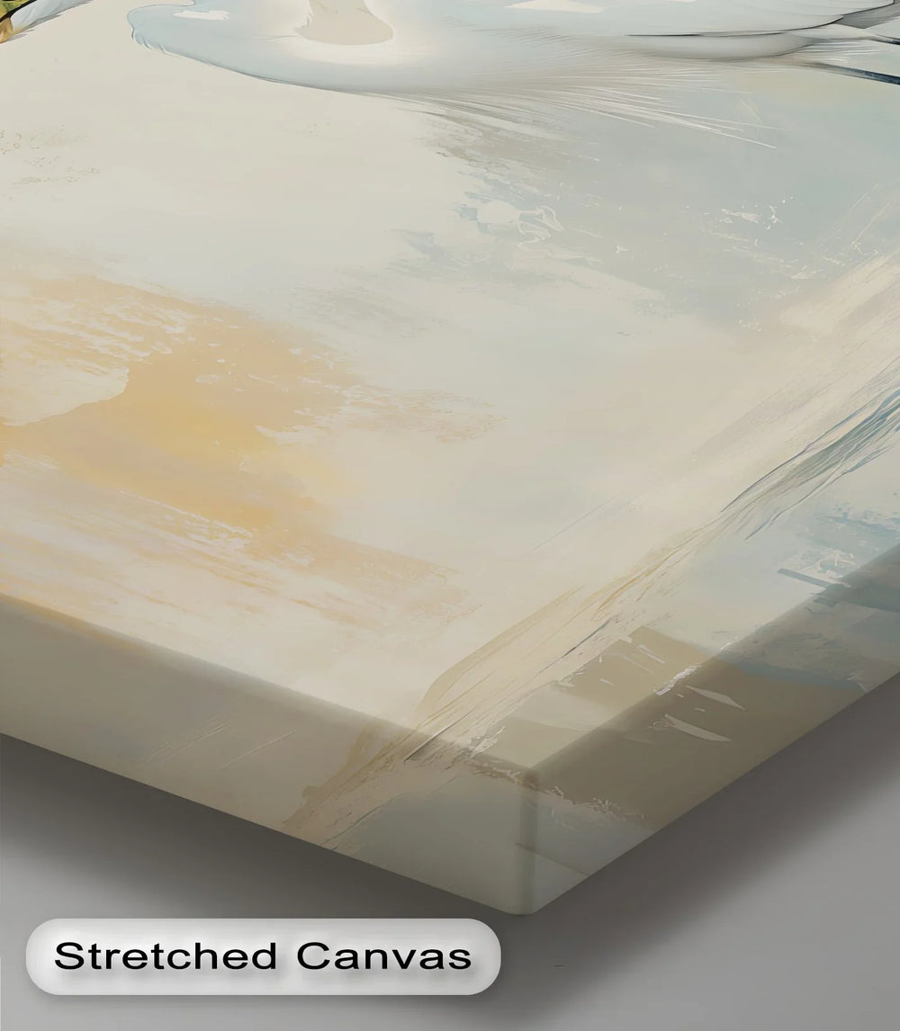 Still Waters – elegant bird art on canvas with minimalist tones.

