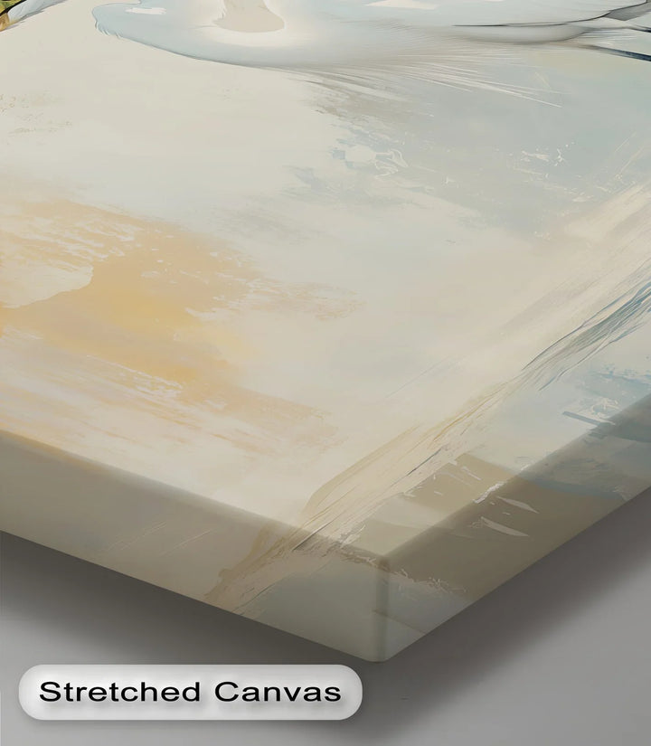 Still Waters – elegant bird art on canvas with minimalist tones.

