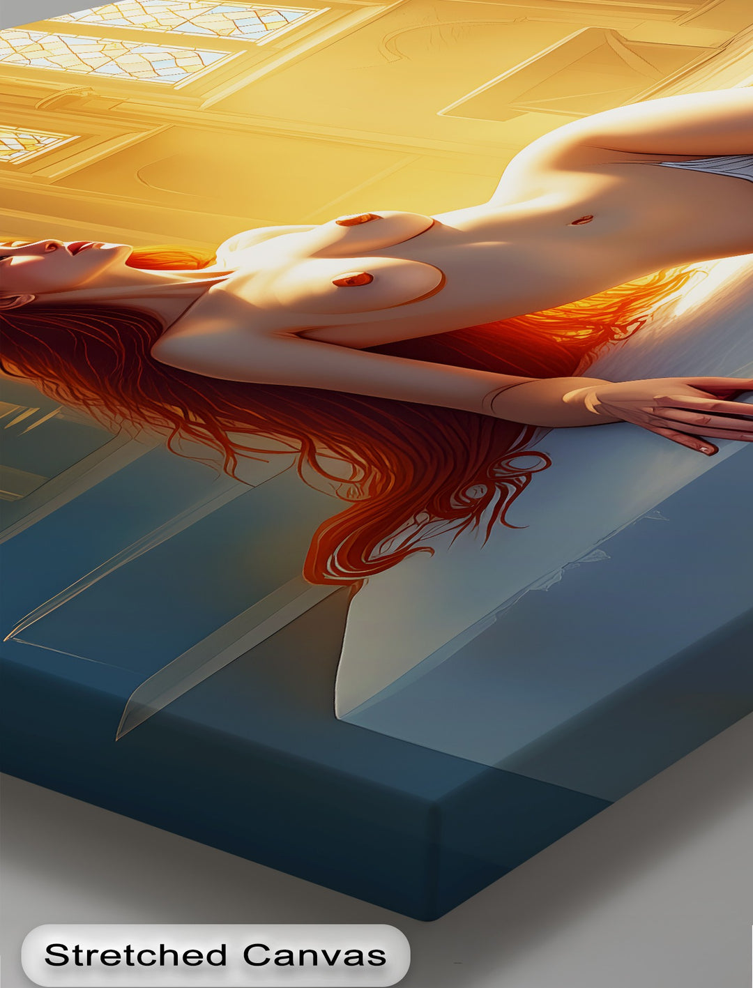 Nude Goddess in Sunlit Cathedral - Erotic Canvas Print | Framed Art