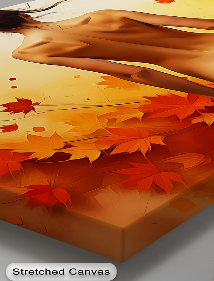 Golden Autumn Nude Back View – Erotic Canvas Wall Art | Framed Art