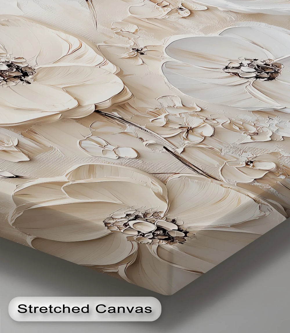 Ivory Elegance – Textured White Flower Canvas Wall Art - MyPhotoStation