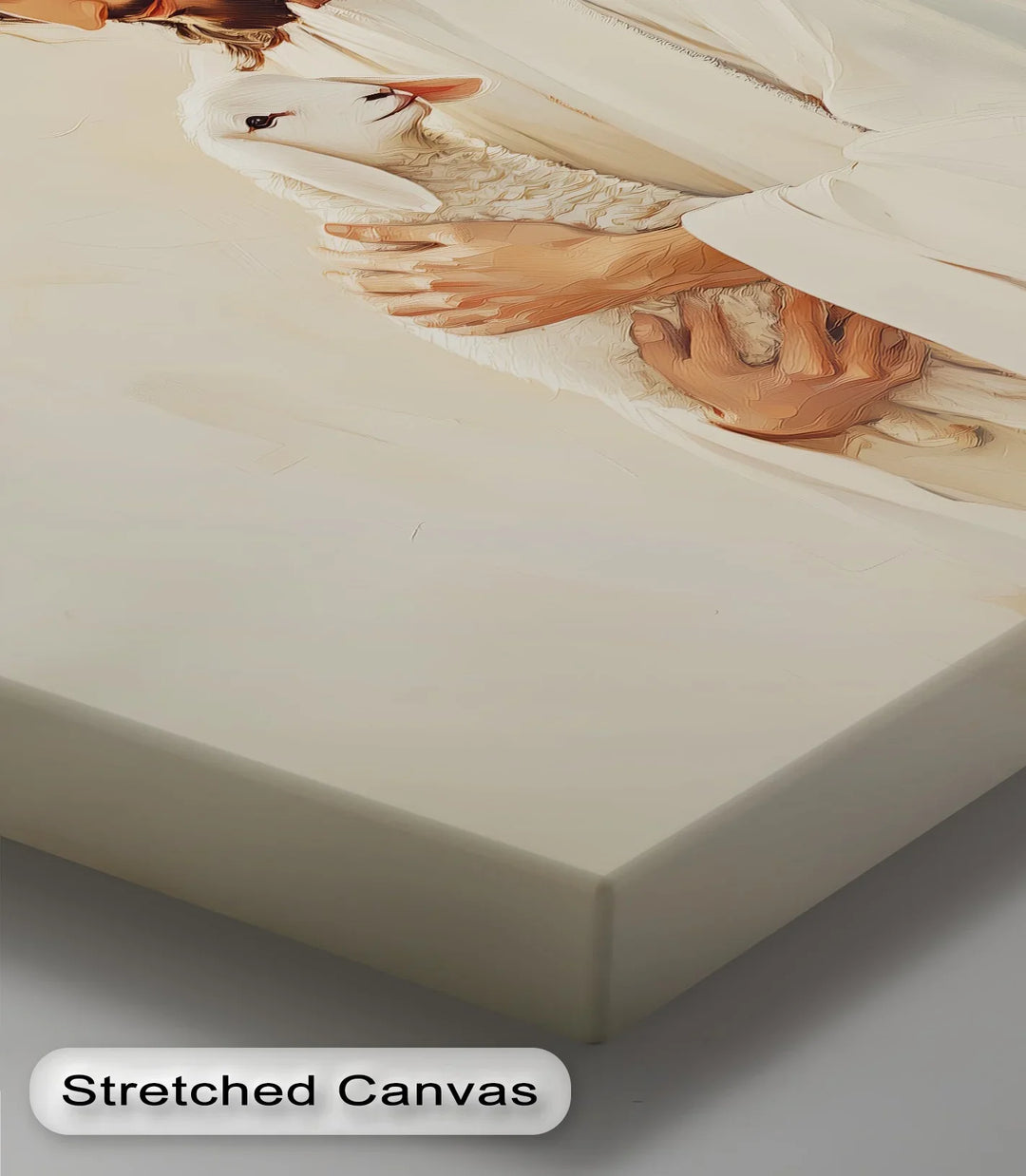 Soft-colored religious artwork – Christ the Good Shepherd.

