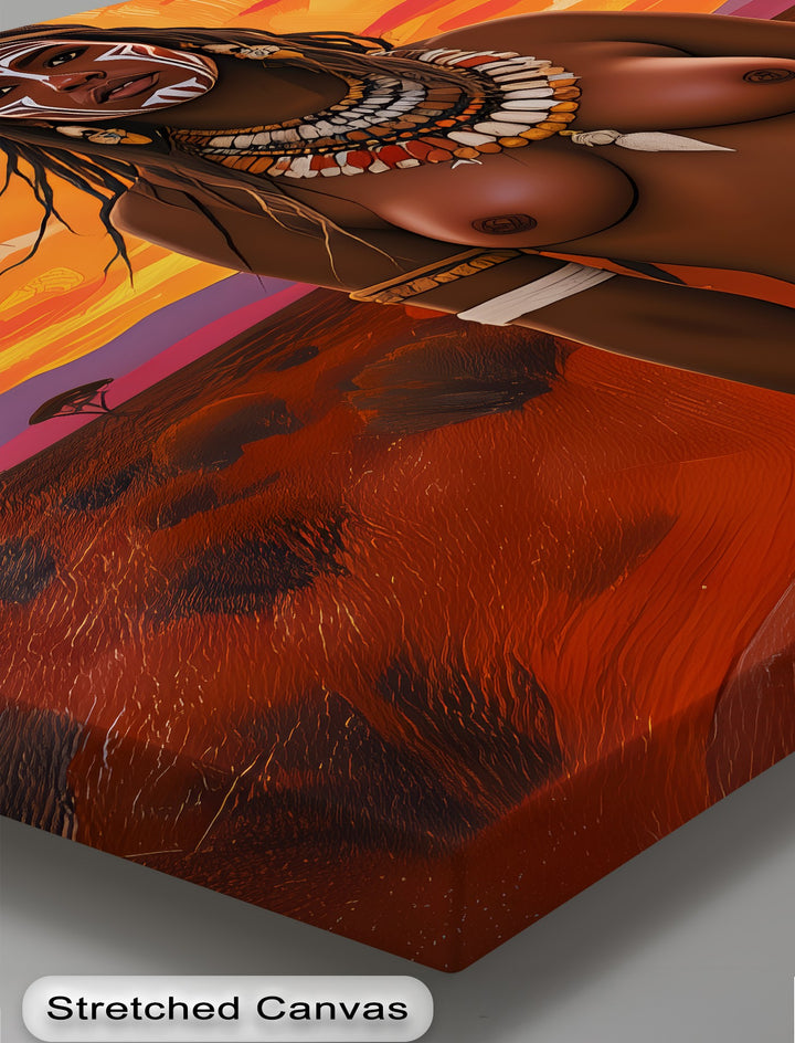 Warrior of the Dusk – Tribal Erotic Canvas Wall Art | Naked Canvas