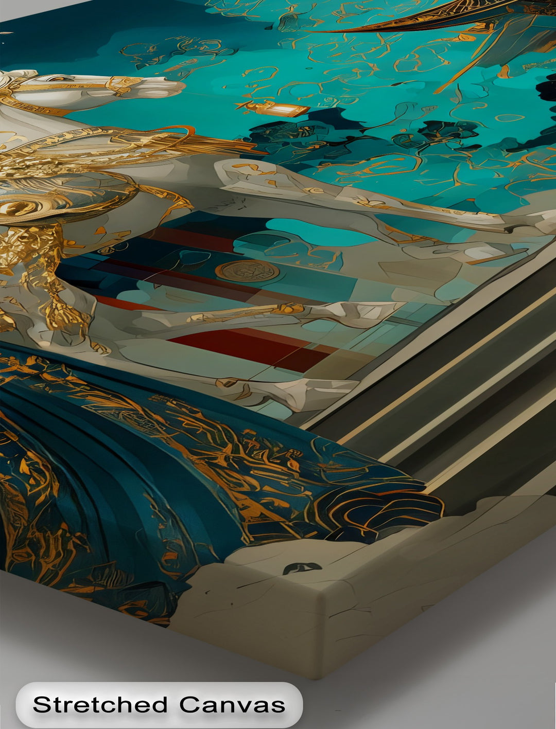 Moonlit Majesty – White Horse in Royal Gold Armor Canvas Print