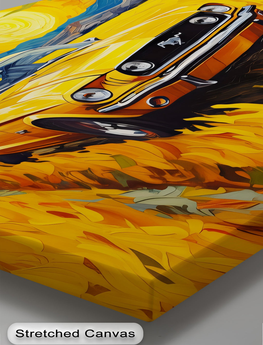 Golden Mustang Drive – Car Canvas Print