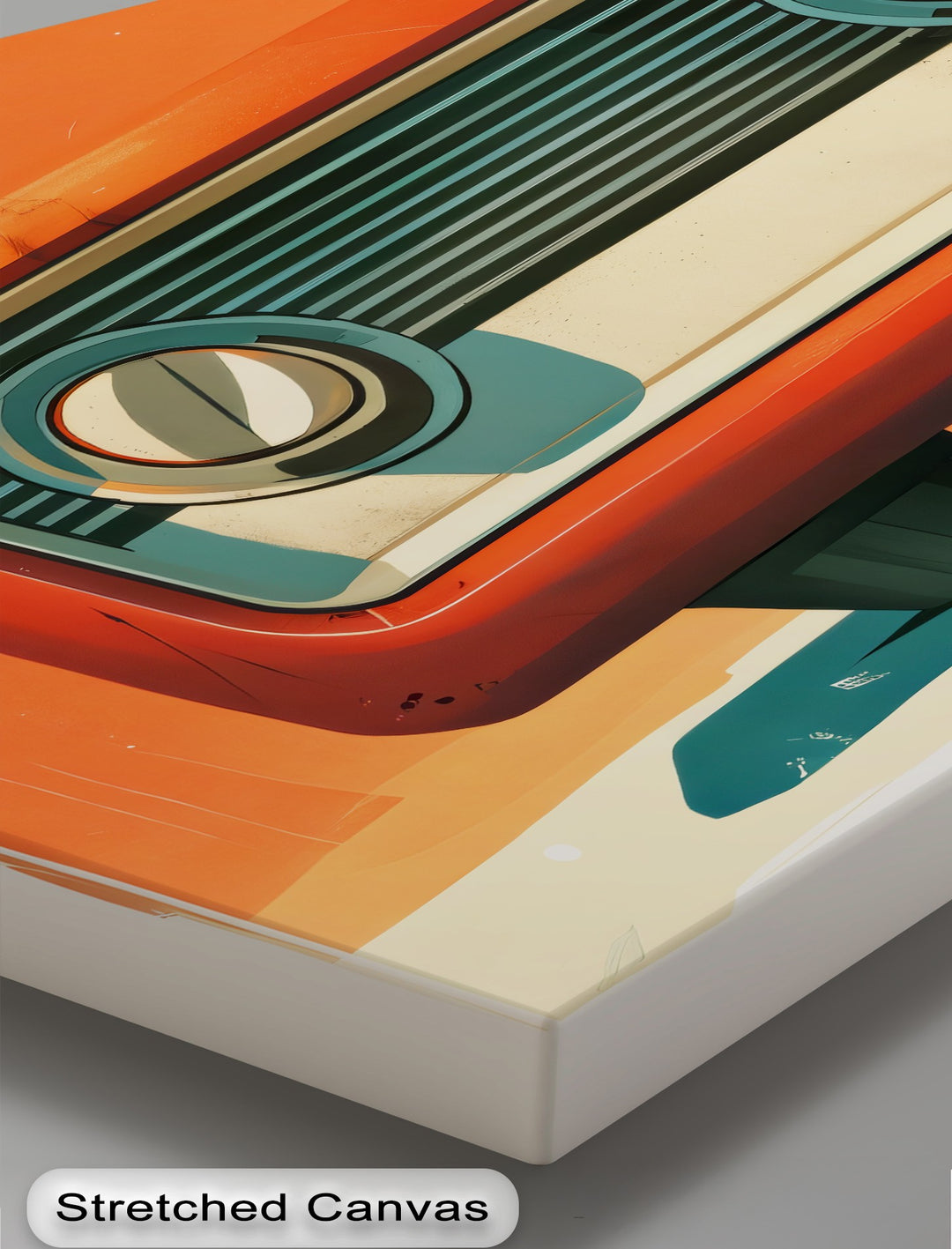 Atomic Sunset – Minimalist Orange Retro Radio Canvas Print