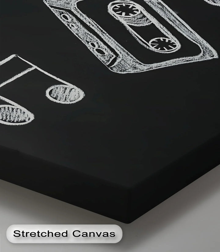 Retro Cassette Tape Chalk Drawing – Blackboard Music Canvas Prints - MyPhotoStation