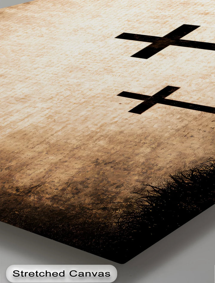 Three Crosses at Calvary – Rustic Faith Canvas Print