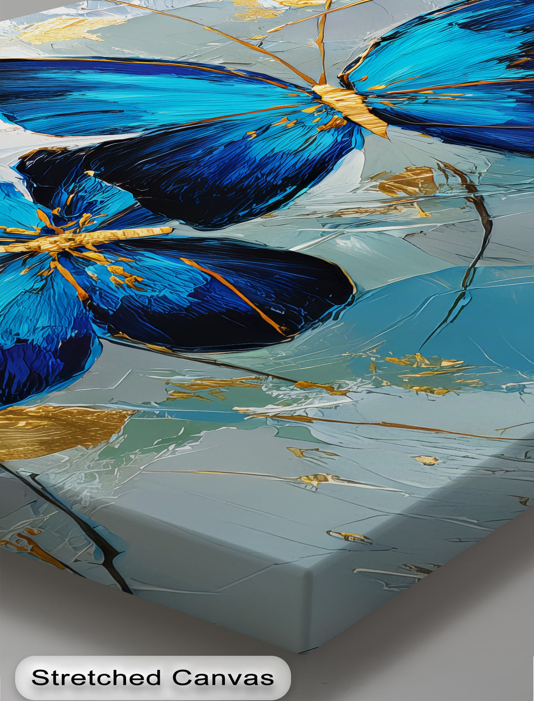 Trio of Radiance – Bold Blue Butterfly Canvas Print