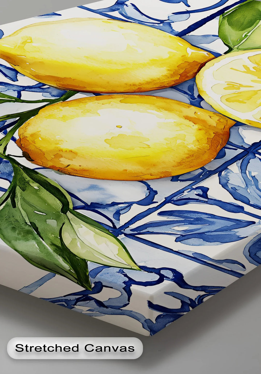 Mediterranean Lemons & Blue Tile Art – Kitchen Canvas Print - MyPhotoStation