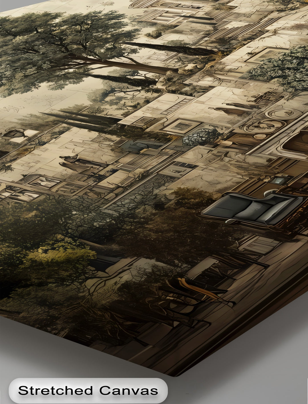 Classical Architecture & Garden Mural - Canvas Wall Art | Large Canvas