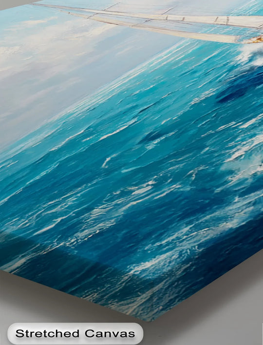 Organic forms depict the swell and frothy spray of this 'Open Seas Adventure' canvas pictures, illustrating the ocean's unyielding power.