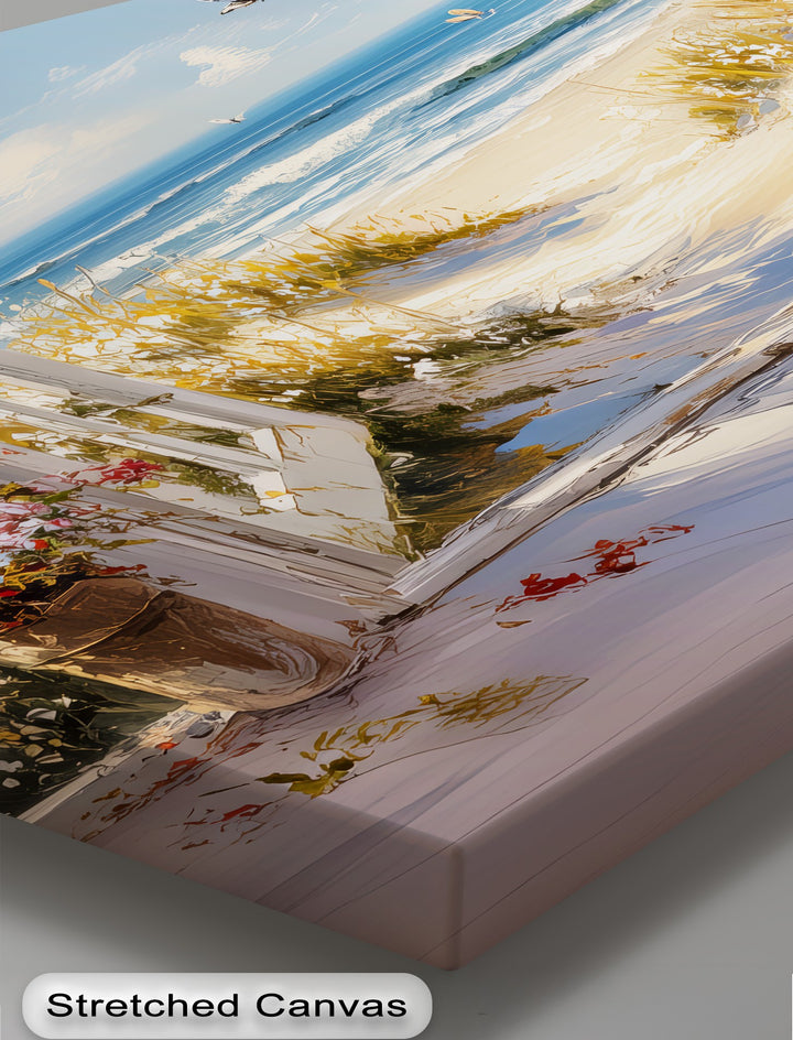 Golden Dune Escape – Seaside Window View Canvas Print