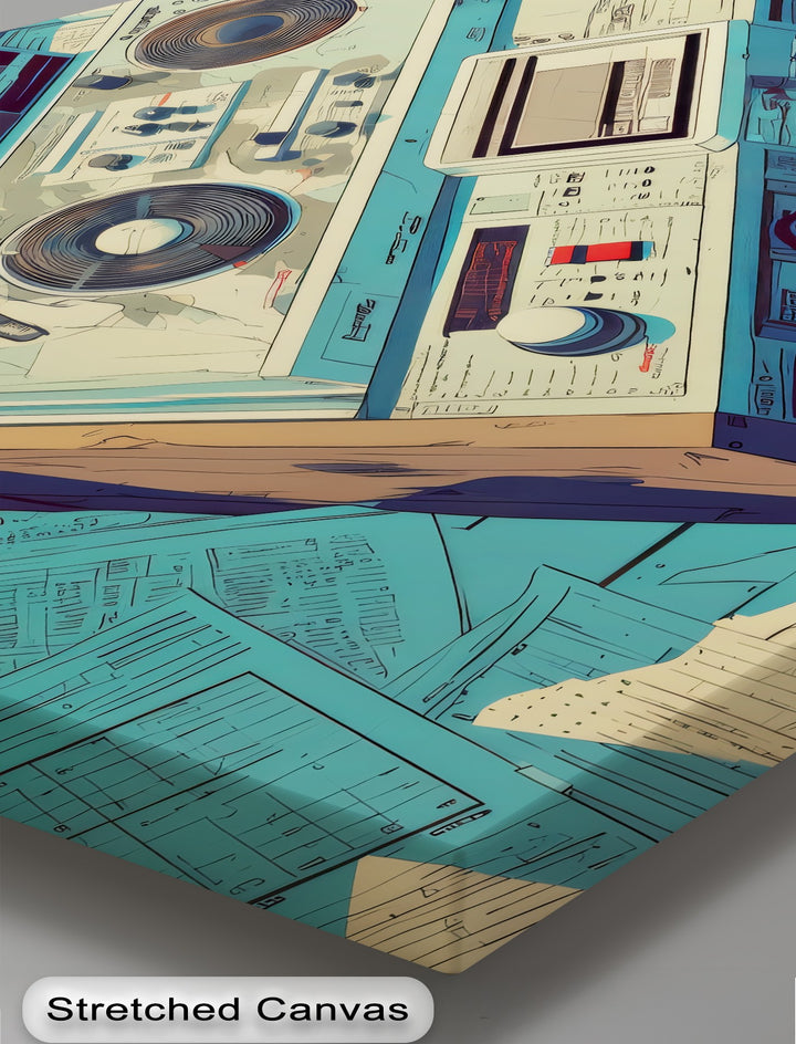 Backspin Station – Vintage DJ Console with Retro Tape Deck Canvas Print