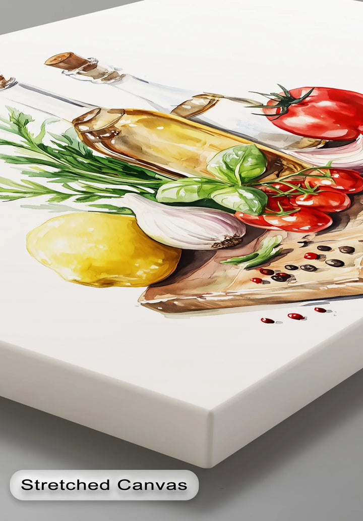Fresh Mediterranean Ingredients – Rustic Kitchen Canvas Print - MyPhotoStation