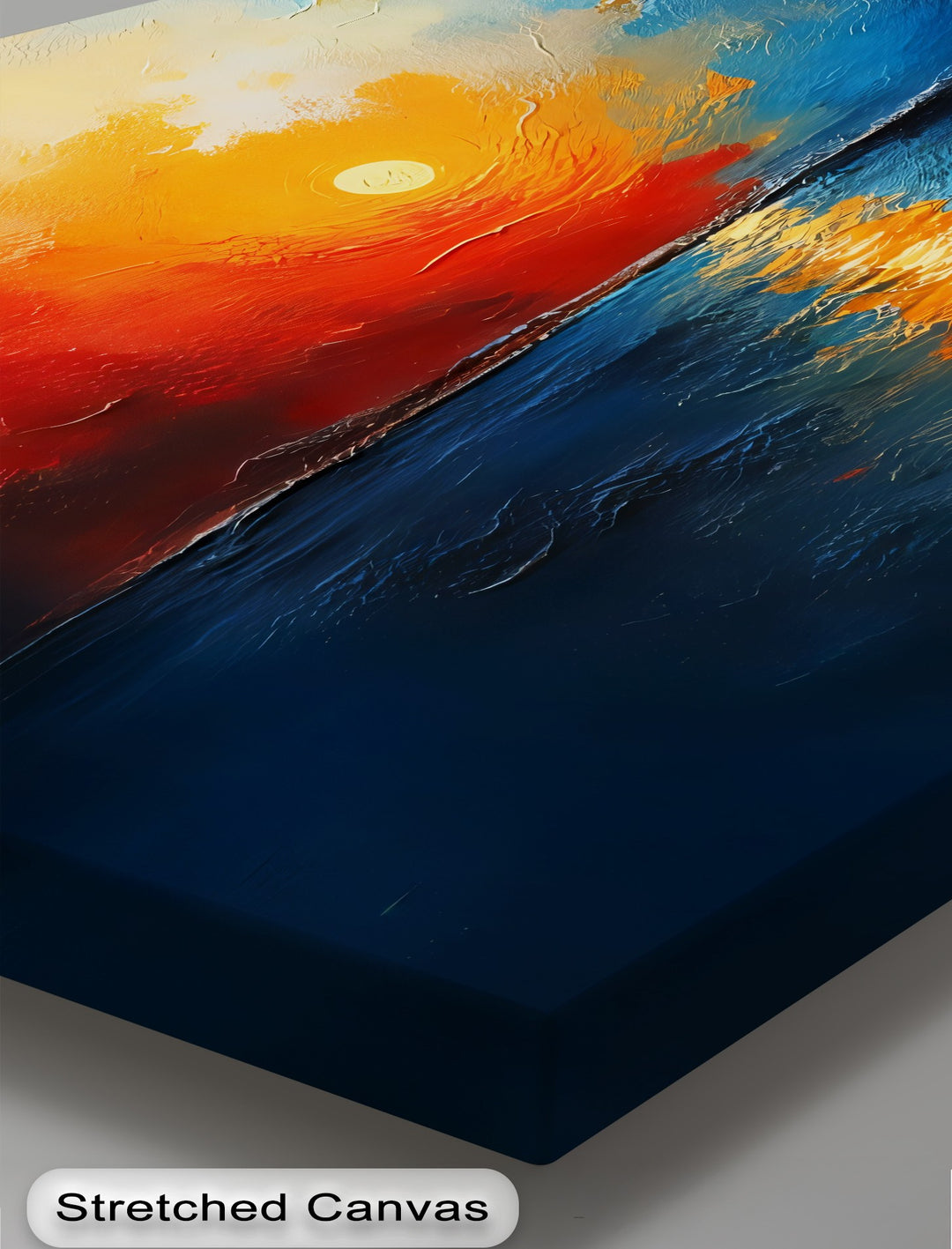 Fiery Horizon – Abstract Sunset Seascape Canvas Wall Art | Framed Art
