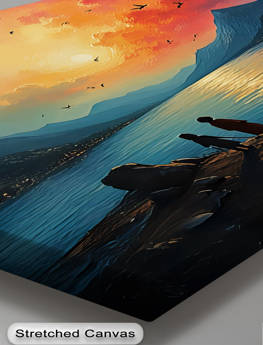 Radiant Sunset Horizon – Lake & Mountain Canvas Wall Art | Framed Art
