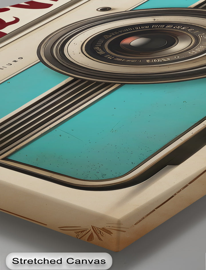 Vintage Vibes Camera – Retro Teal Canvas Print