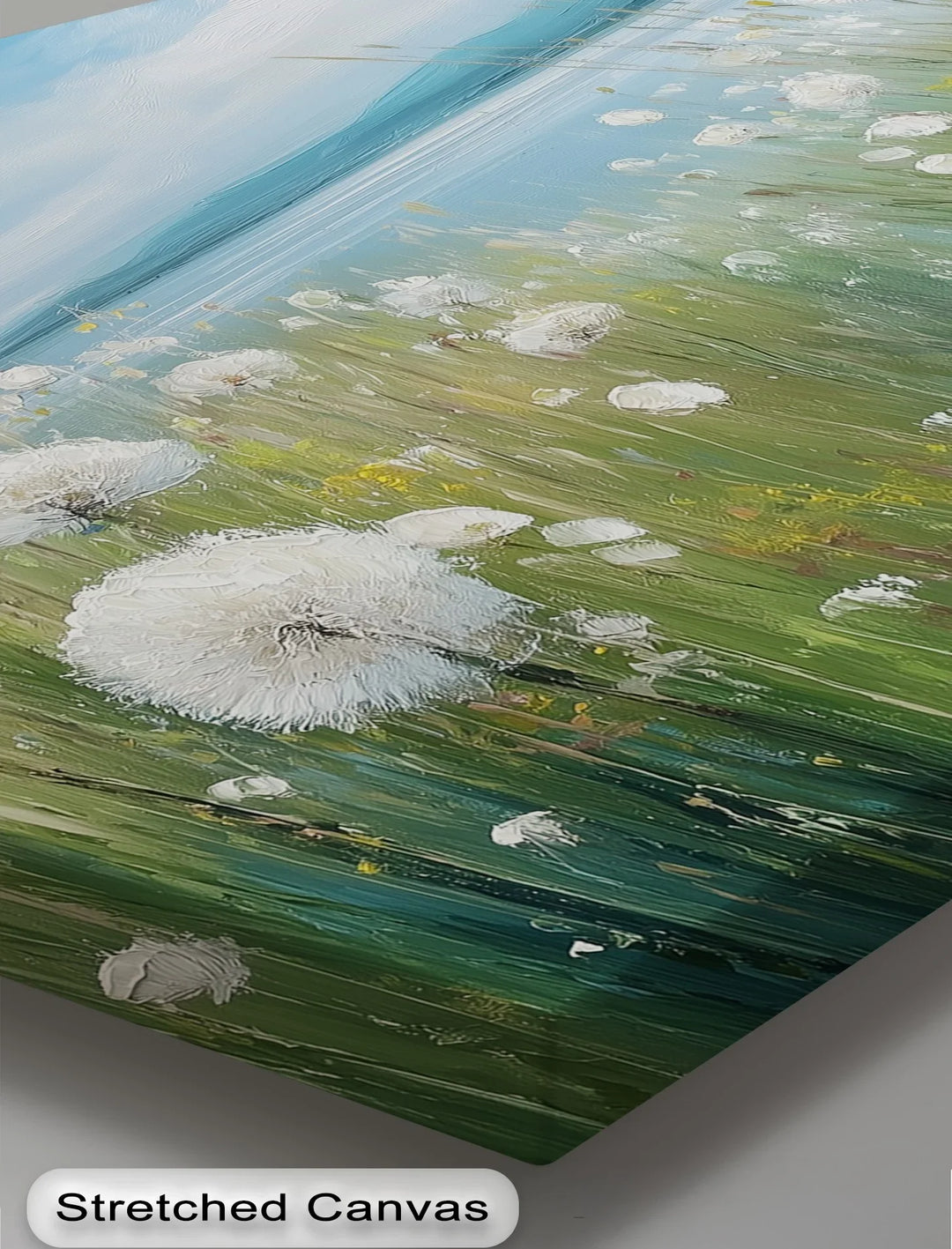 Whispers of Spring – Dandelion Field by the Lake Canvas Print - MyPhotoStation