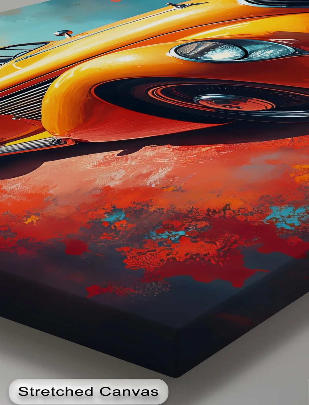 Vintage Orange Coupe on Bold Background - Car Canvas Print