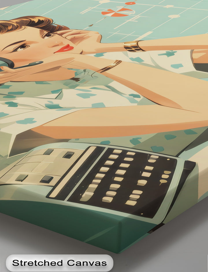 Atomic Signals – Retro Science Woman Canvas Print