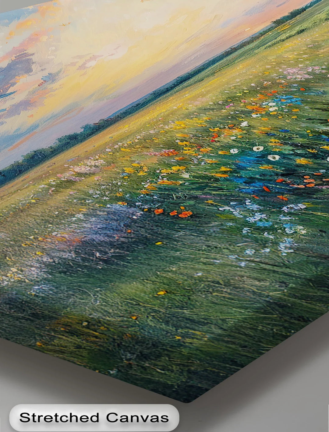 Sunset Over Wildflower Meadow - Landscape Canvas Print