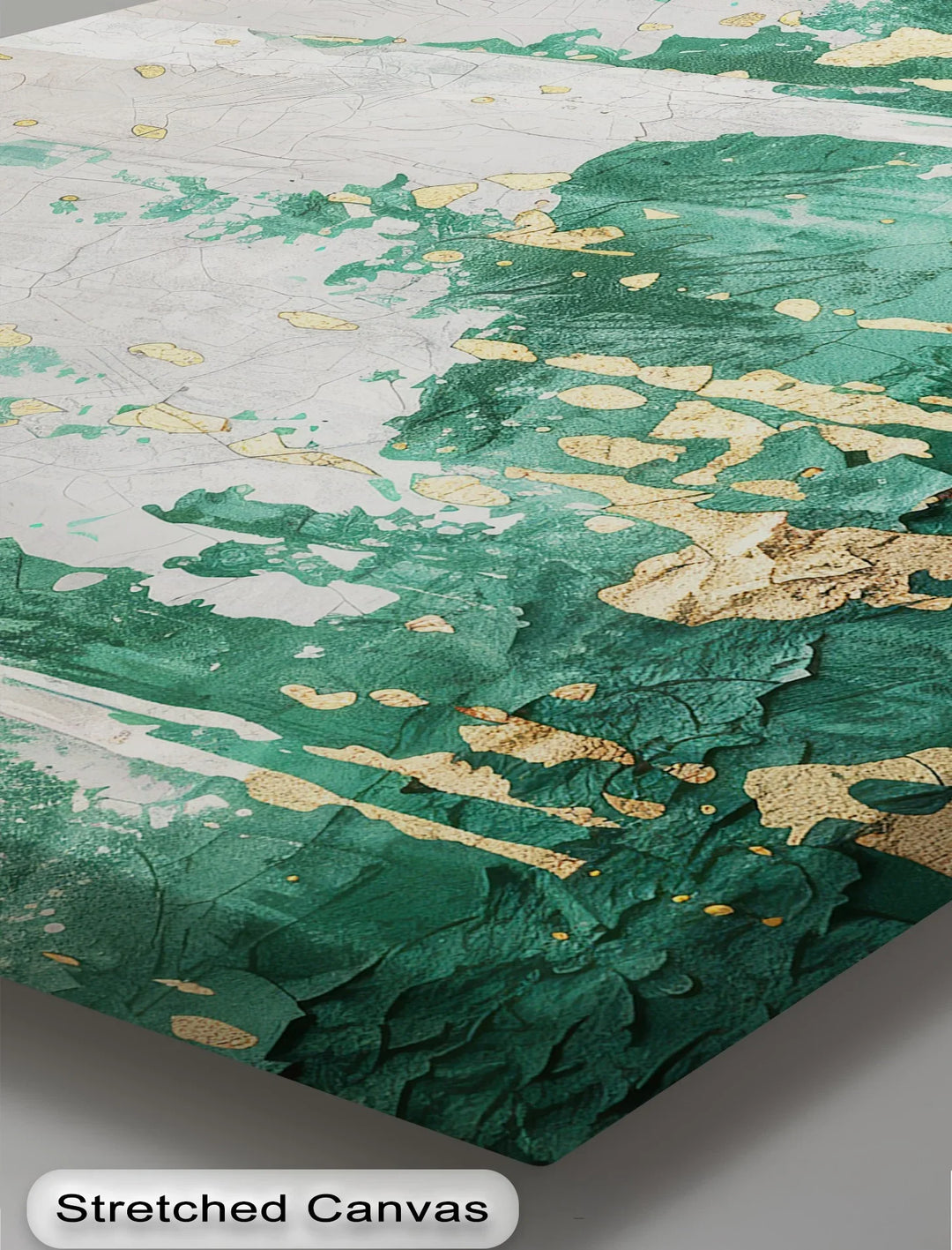 Emerald Fragmentation – Abstract Green and Gold Canvas Print - MyPhotoStation