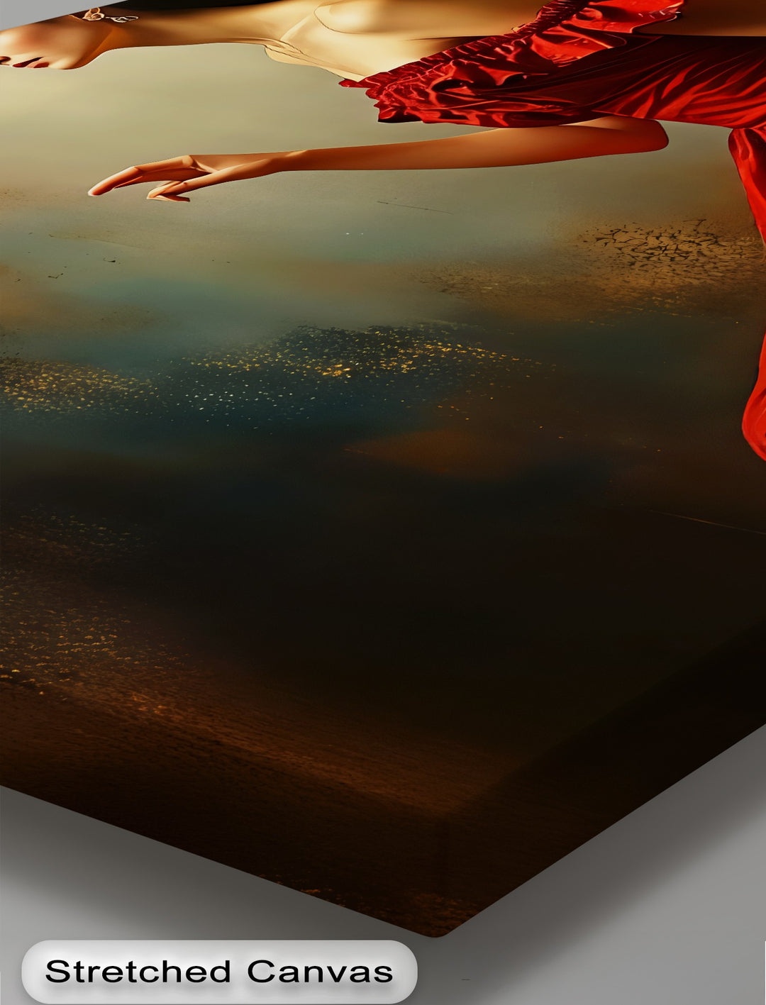 Crimson Elegance – Woman in Red Dress Canvas Wall Art | Framed Art