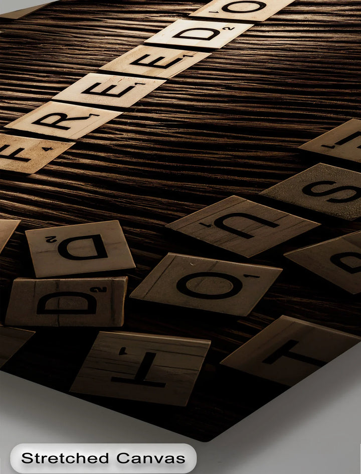 Freedom in Letters – Scrabble-Inspired Motivational Canvas Print