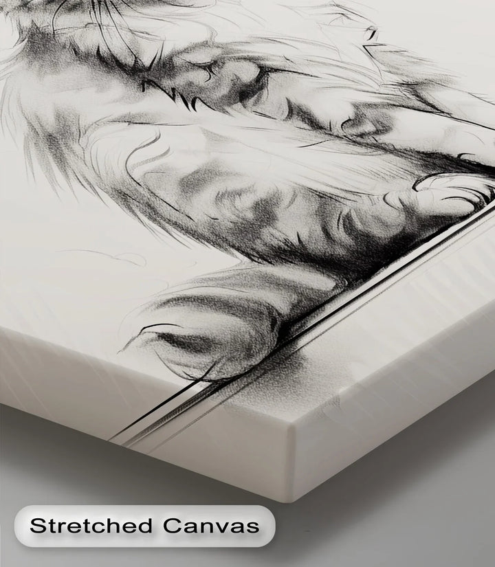 Whiskered Innocence – Fluffy Kitten Pencil Sketch Cat Canvas Print - MyPhotoStation