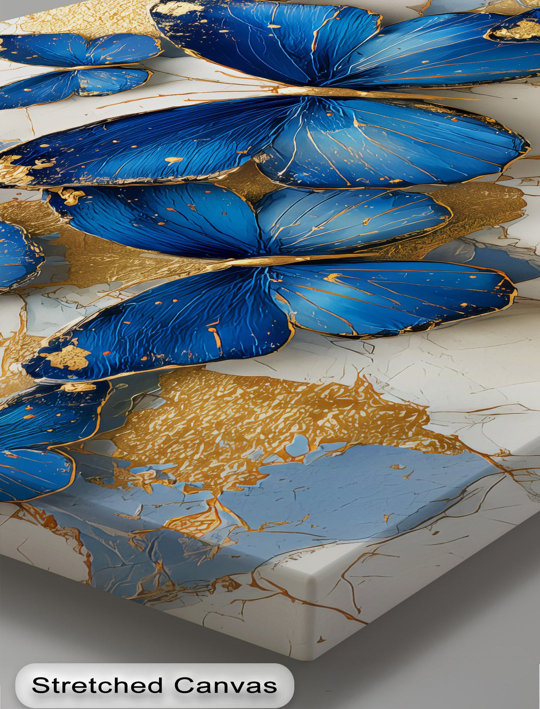 Royal Blue Flight – Gold-Accented Butterfly Canvas Print